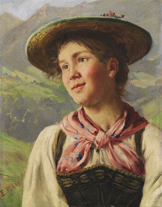 Emil Rau - Mädchen in alpenländischer Tracht