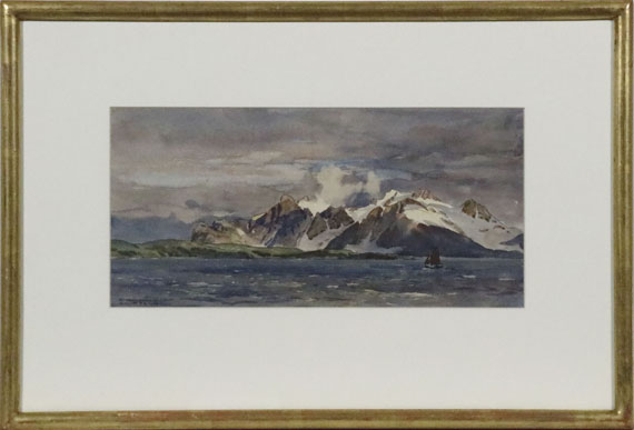 Edward Harrison Compton - 2 Bll.: Nordnorwegische Landschaften: Vogelfelsen auf der Insel Hjelms-Ö, Finnmark. Küste bei Arnøya - Rahmenbild