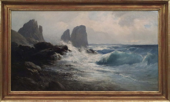 Edward Theodore Compton - Die Faraglioni-Felsen vor der Küste von Capri - Rahmenbild