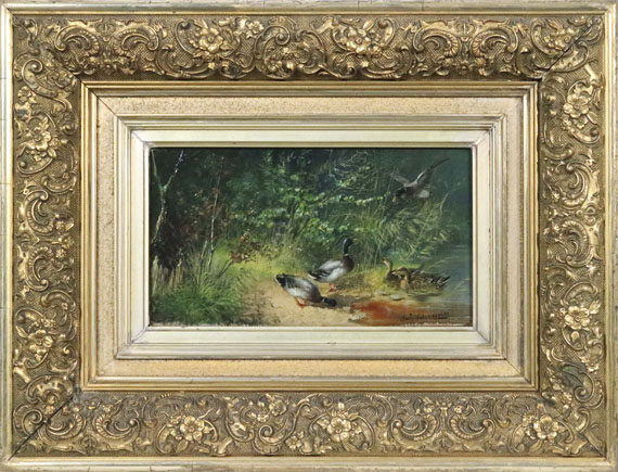 Julius Scheuerer - Enten am Teich - Rahmenbild