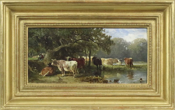Friedrich Voltz - Kühe an einem See - Rahmenbild