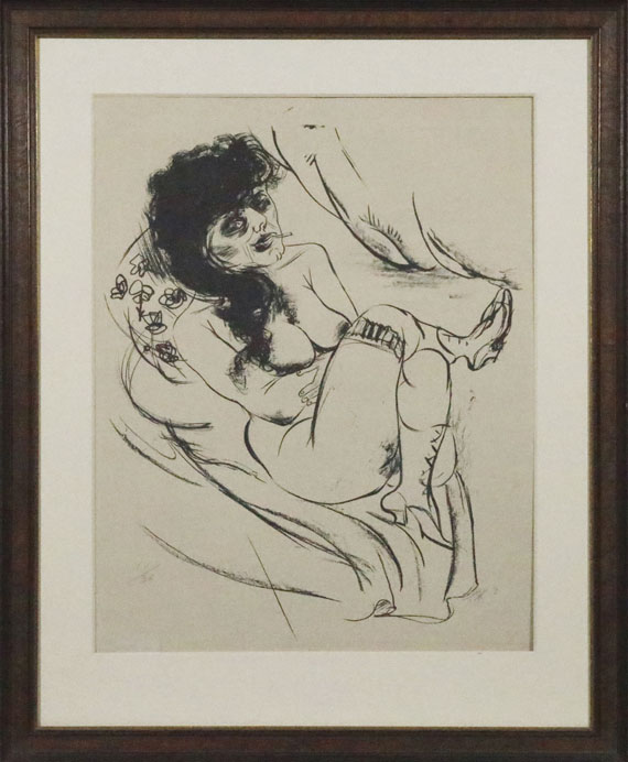 Otto Dix - Liegender Akt (Sitzende mit Zigarette) - Rahmenbild