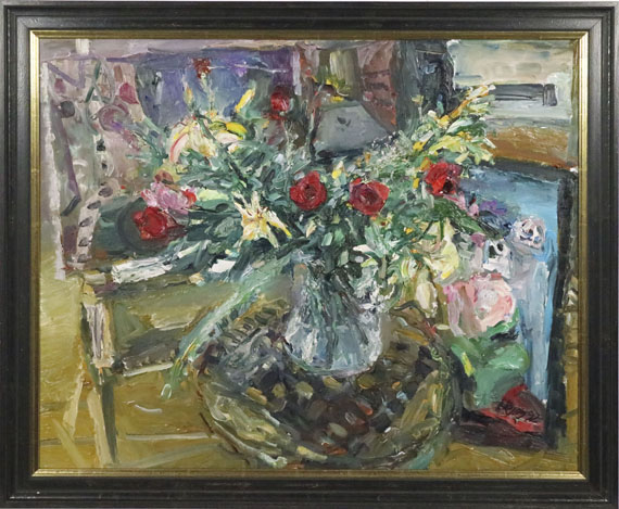 Bernhard Heisig - Atelierstillleben mit Blumenbouquet - Rahmenbild