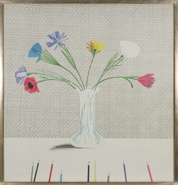 David Hockney - Coloured flowers made of paper and ink - Rahmenbild