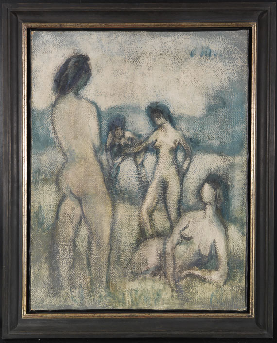 Otto Mueller - Vier Badende (Stehende und liegende weibliche Akte, Badende, Vier lebensgroße Akte auf der Wiese) - Rahmenbild