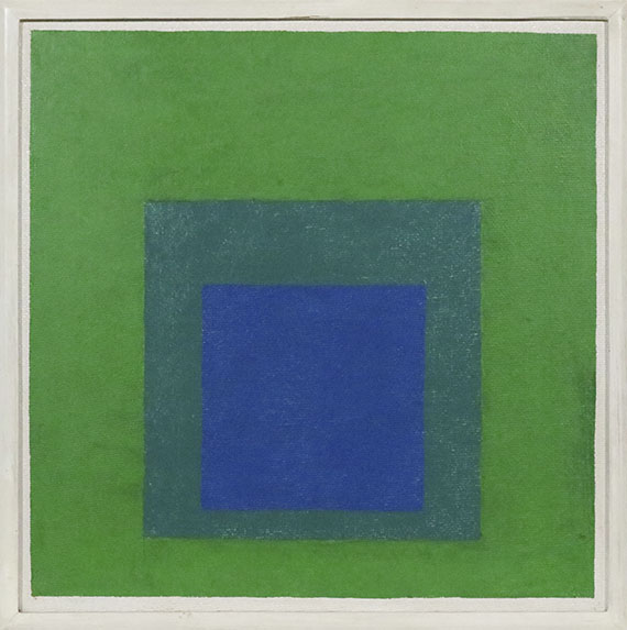 Josef Albers - Squares: Blue and Cobalt Green in Cadmium Green - Rahmenbild