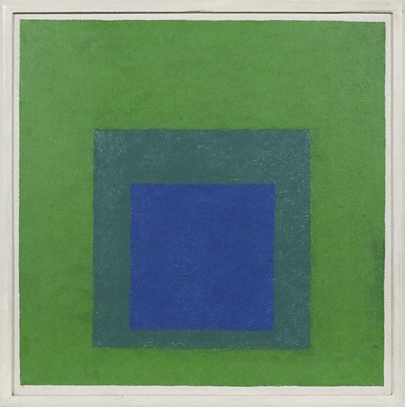 Josef Albers - Squares: Blue and Cobalt Green in Cadmium Green - Rahmenbild