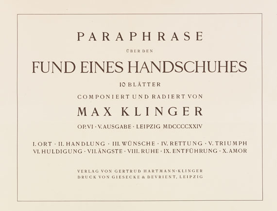 Max Klinger - Ein Handschuh - Opus VI - Weitere Abbildung