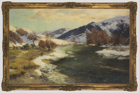 Jacques Matthias Schenker - Schneeschmelze im Engadin - Vorfrühling - Rahmenbild