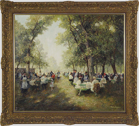 Otto Pippel - Münchner Wirtsgarten - Rahmenbild