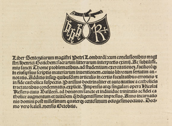 Petrus Lombardus - Sententiarum libri. 1488