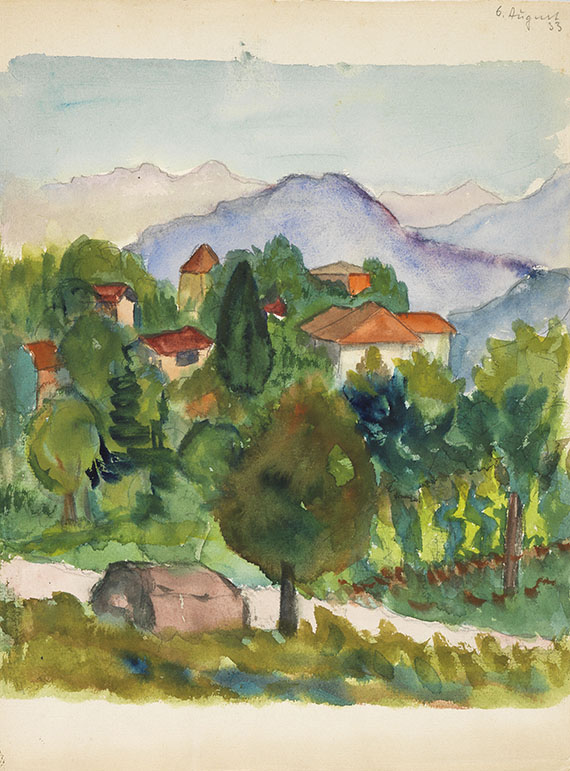 Hesse - 1 Original-Aquarell mit Ansicht von Tessin