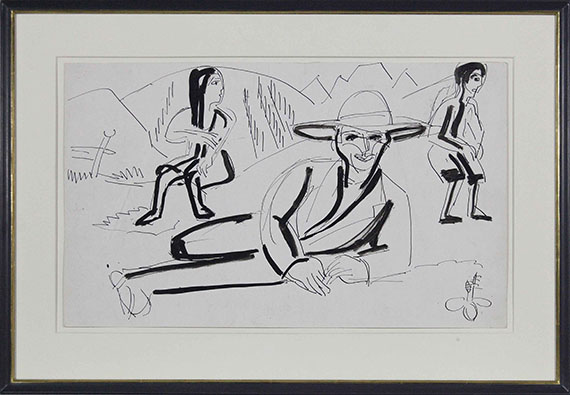 Ernst Ludwig Kirchner - Liegender Bauer - Rahmenbild