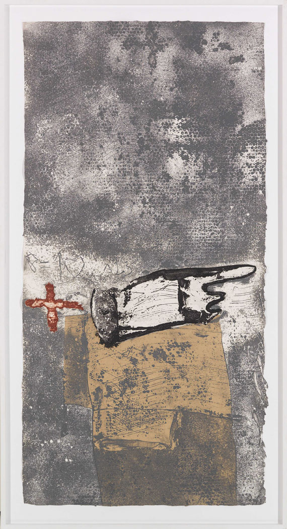 Antoni Tàpies - Ma i creu sobre gris - Rahmenbild
