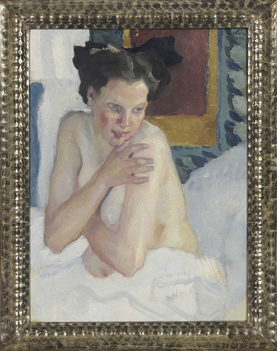 Leo Putz - Erwachen (Sitzender Halbakt) - Rahmenbild