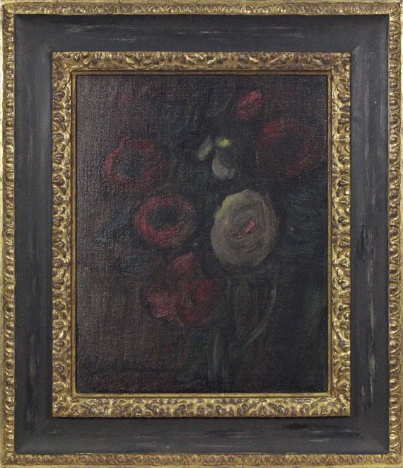 Alexej von Jawlensky - Grosses Stillleben: Grüner Krug mit Pfingstrosen (Dunkles Rosenbouquet) - Rahmenbild