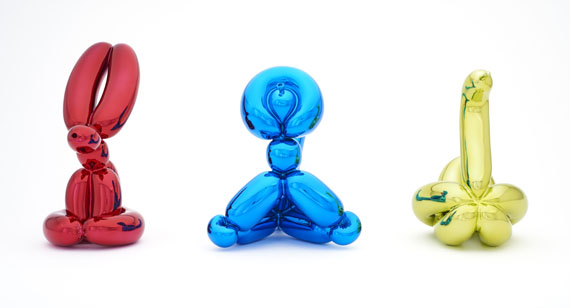 Jeff Koons - Balloon Rabbit (Red). Balloon Monkey (Blue). Balloon Swan (Yellow)