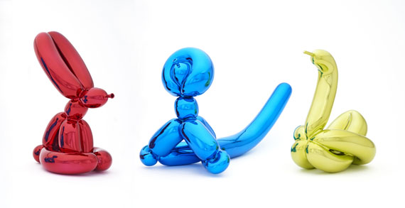 Jeff Koons - Balloon Rabbit (Red). Balloon Monkey (Blue). Balloon Swan (Yellow)