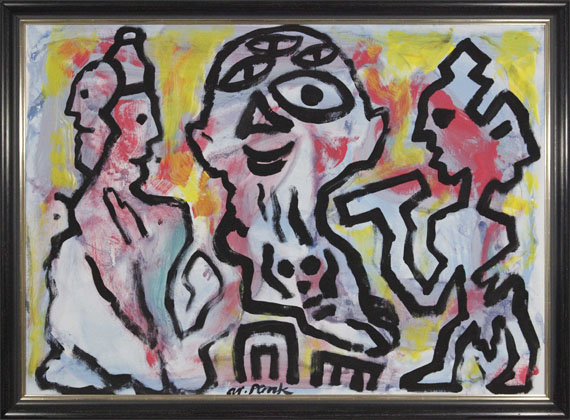 A. R. Penck (d.i. Ralf Winkler) - Plato, Sokrates und Aristoteles 3 - Rahmenbild