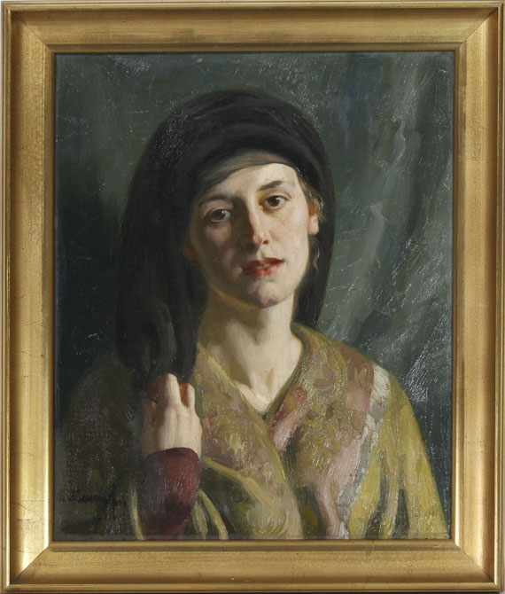 Arthur Kampf - Porträt einer Frau in orientalischem Gewand - Rahmenbild