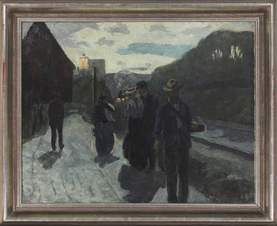 Hermann Pleuer - Stuttgarter Westbahnhof in der Abenddämmerung - Rahmenbild