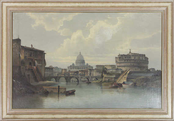 Karl Kaufmann - Ansicht von Rom mit St. Peter und Engelsburg - Rahmenbild