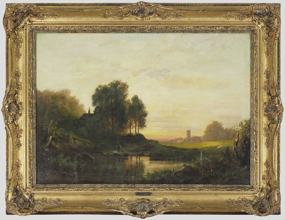 August Seidel - Abendlandschaft - Rahmenbild