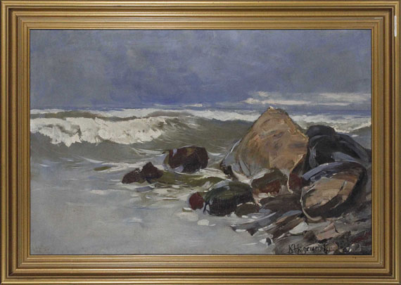 Karl Hagemeister - Strand bei Lohme mit Felsen - Rahmenbild