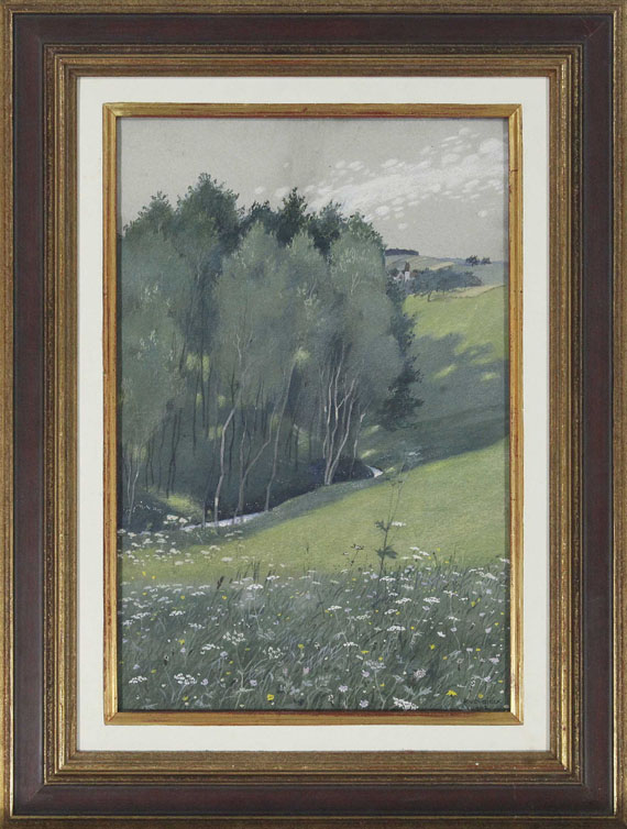 Rudolf Sieck - Frühlingswiese (Bächlein) - Rahmenbild