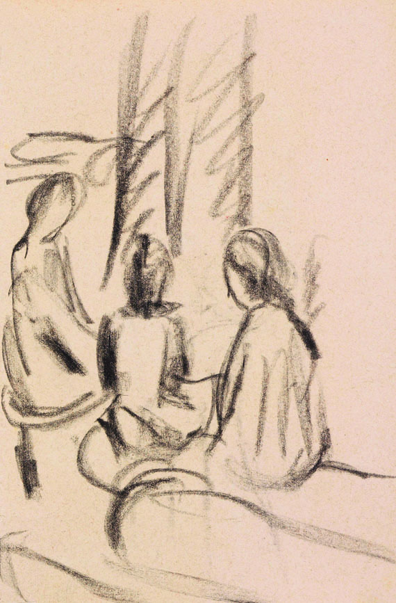 August Macke - Studie sitzender Mädchen (verso: Krankenhaus in Oberhofen)