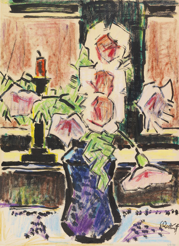 Karl Schmidt-Rottluff - Blumenstillleben mit Malven