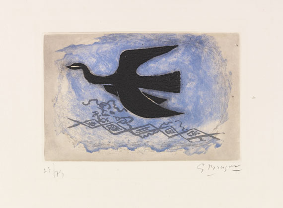 Georges Braque - Oiseau noir sur fond bleu (Oiseau VIII)