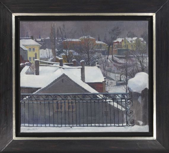 Conrad Felixmüller - Tauschnee (Blick von der Veranda), Bachstr. 13 - Rahmenbild