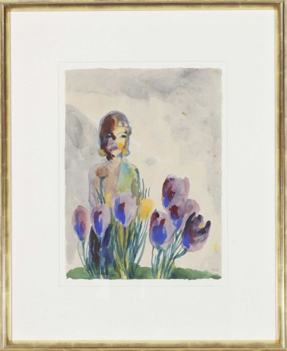 Nolde - Stillleben mit Tulpen und einer Figur