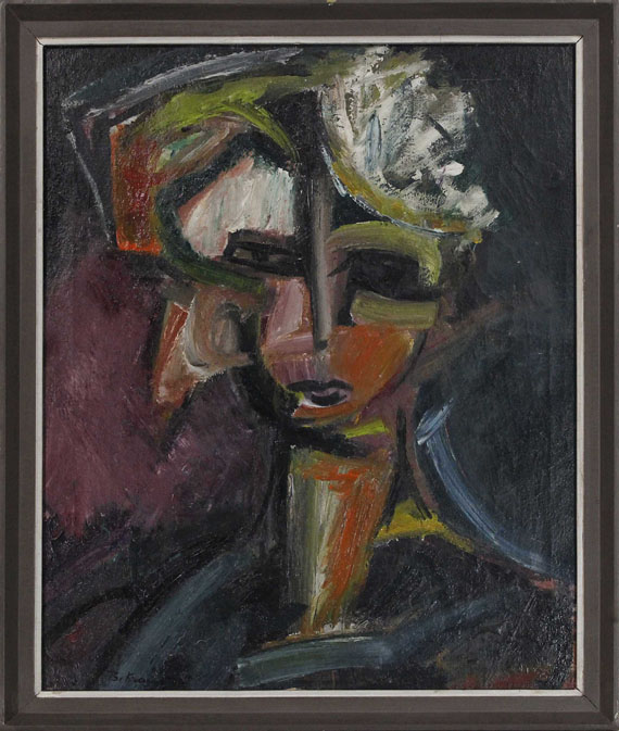 Bruno Krauskopf - Weiblicher Kopf mit einer Blüte im Haar - Rahmenbild