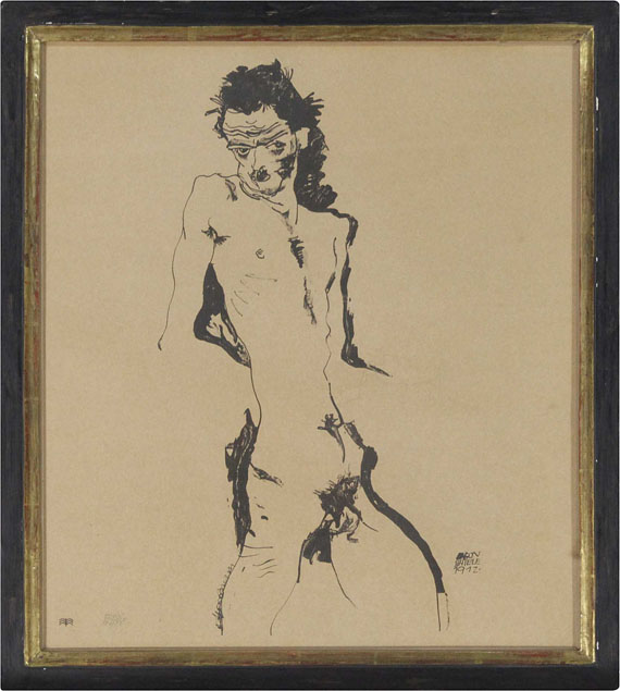 Egon Schiele - Männlicher Akt - Rahmenbild