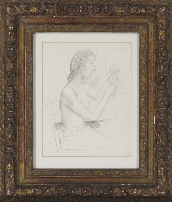 Karl Hofer - Mädchen mit Triangel (sitzend) - Rahmenbild