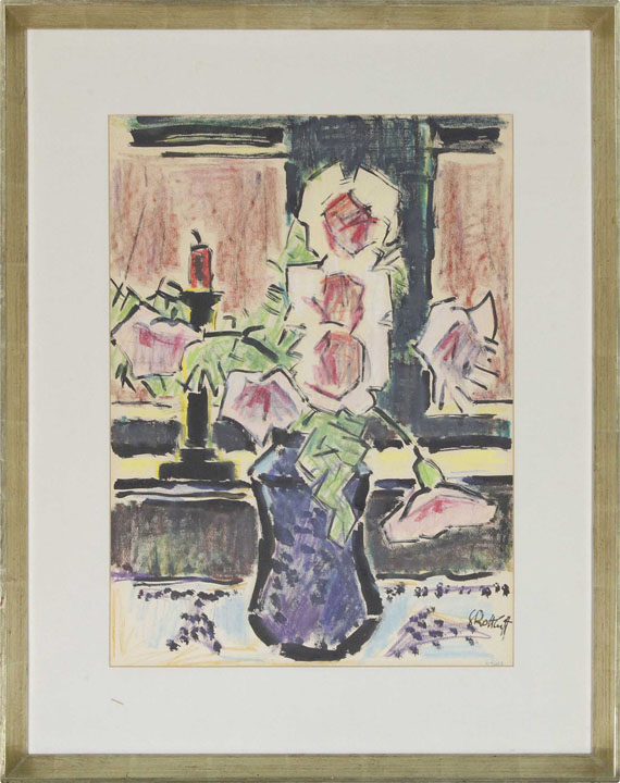 Karl Schmidt-Rottluff - Blumenstillleben mit Malven - Rahmenbild