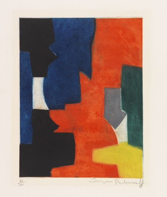 Serge Poliakoff - Composition bleue, rouge, verte et noire