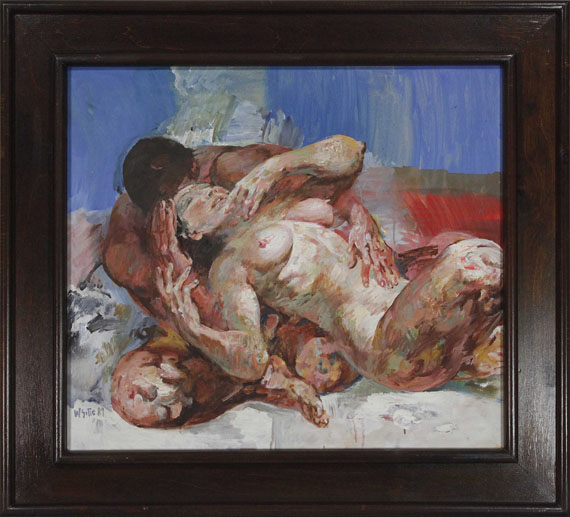 Willi Sitte - Liebespaar auf blauem Grund - Rahmenbild