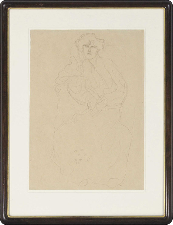 Gustav Klimt - Im Lehnstuhl Sitzende von vorne - Rahmenbild