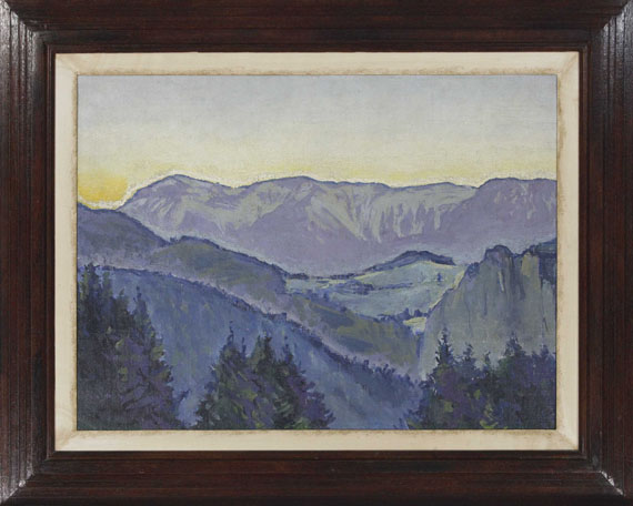 Koloman Moser - Blick auf die Rax von der Villa Mautner v. Markhof im Abendlicht - Rahmenbild