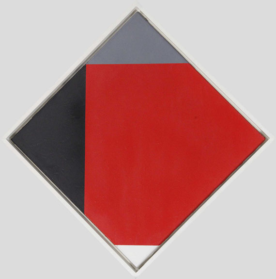 Max Bill - Rotes Quadrat in verwanderten Ecken - Rahmenbild