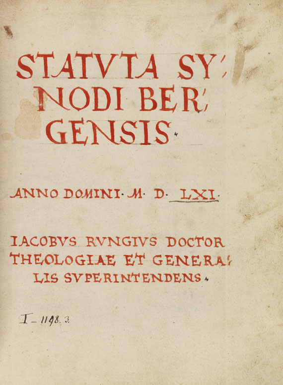 Manuskripte - Acta Synodi Bergensis. Handschrift