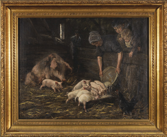 Max Liebermann - Die Wochenstube - Schweinekoben - Rahmenbild