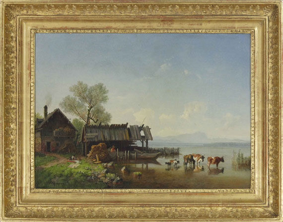 Heinrich Bürkel - Der Starnberger See mit Blick auf das Wettersteingebirge - Rahmenbild