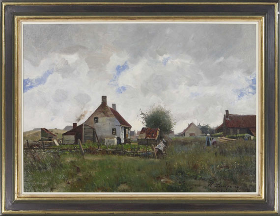Helmuth Liesegang - Landschaft mit Bauernhäusern - Rahmenbild