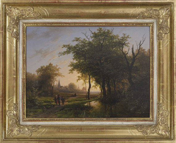 Johann Bernhard Klombeck - Waldlandschaft mit Teich - Rahmenbild