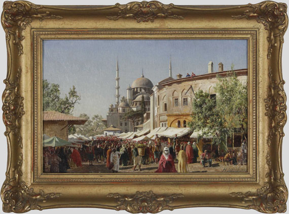 Harald Jerichau - Marktstraße in Konstantinopel mit Hagia Sophia - Rahmenbild
