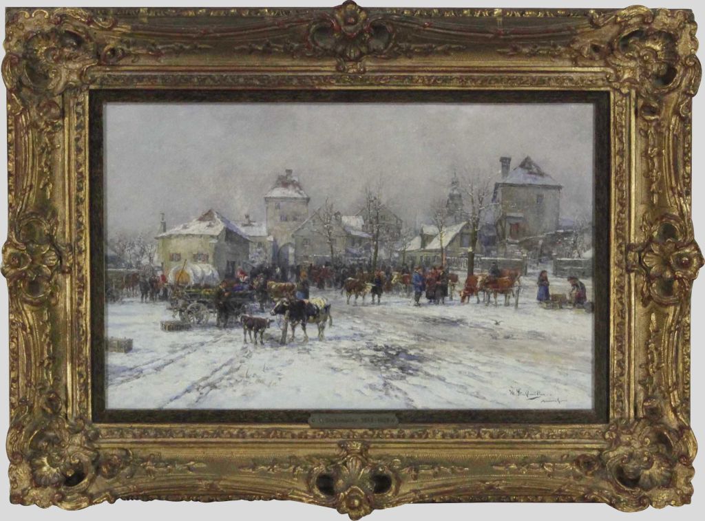 Karl Stuhlmüller - Viehmarkt im Winter - Rahmenbild